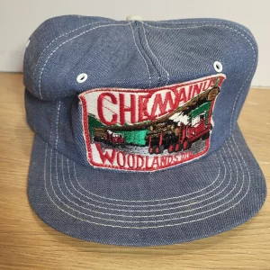 CHEMAINUS Woodlands Patch Denim Hat Snapback Vintage 80s Cap Trucker K-Brand